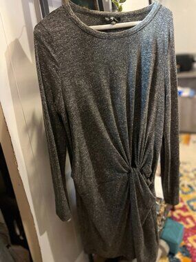 Topshop Gray Marled Knot Front Dress Size 10